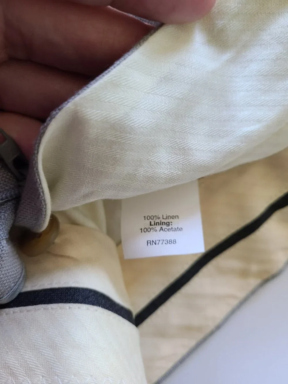 Men's J Crew Linen Dress Pants Actual 31 x 35.5 Light Grey Flat Front Lined